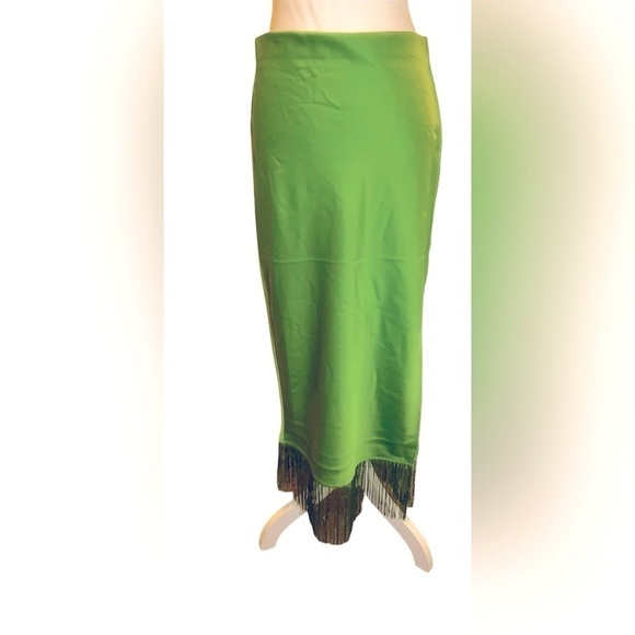 Rachel Zoe satin slip skirt with fringe - Picture 1 of 6
